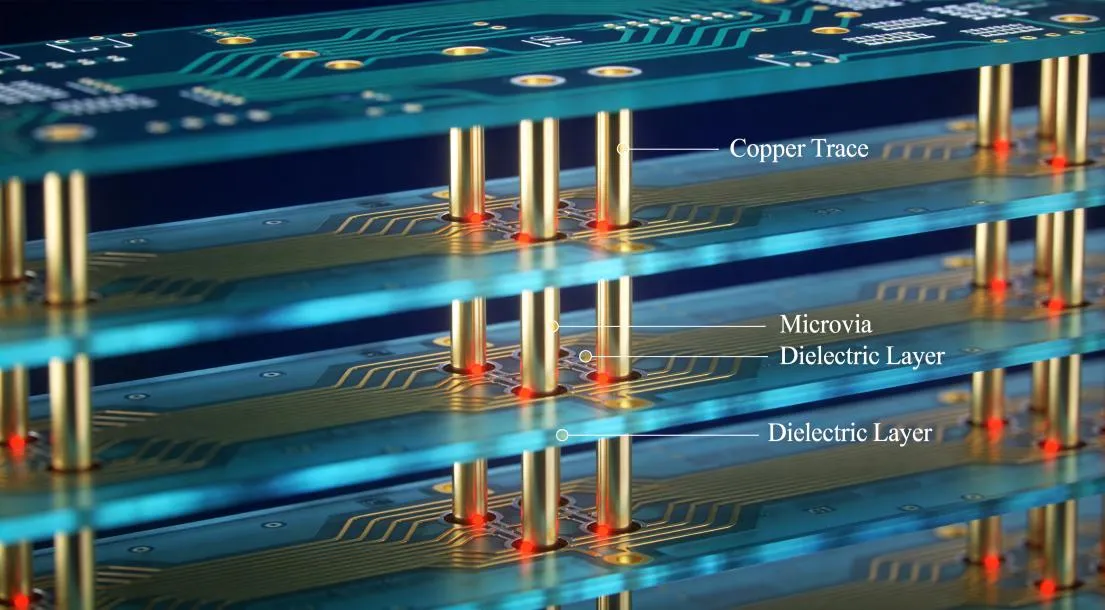 hdi-pcb-cross-section-showing-microvias-and-layered-structure hdi-pcb-cross-section-showing-microvias-and-layered-structure